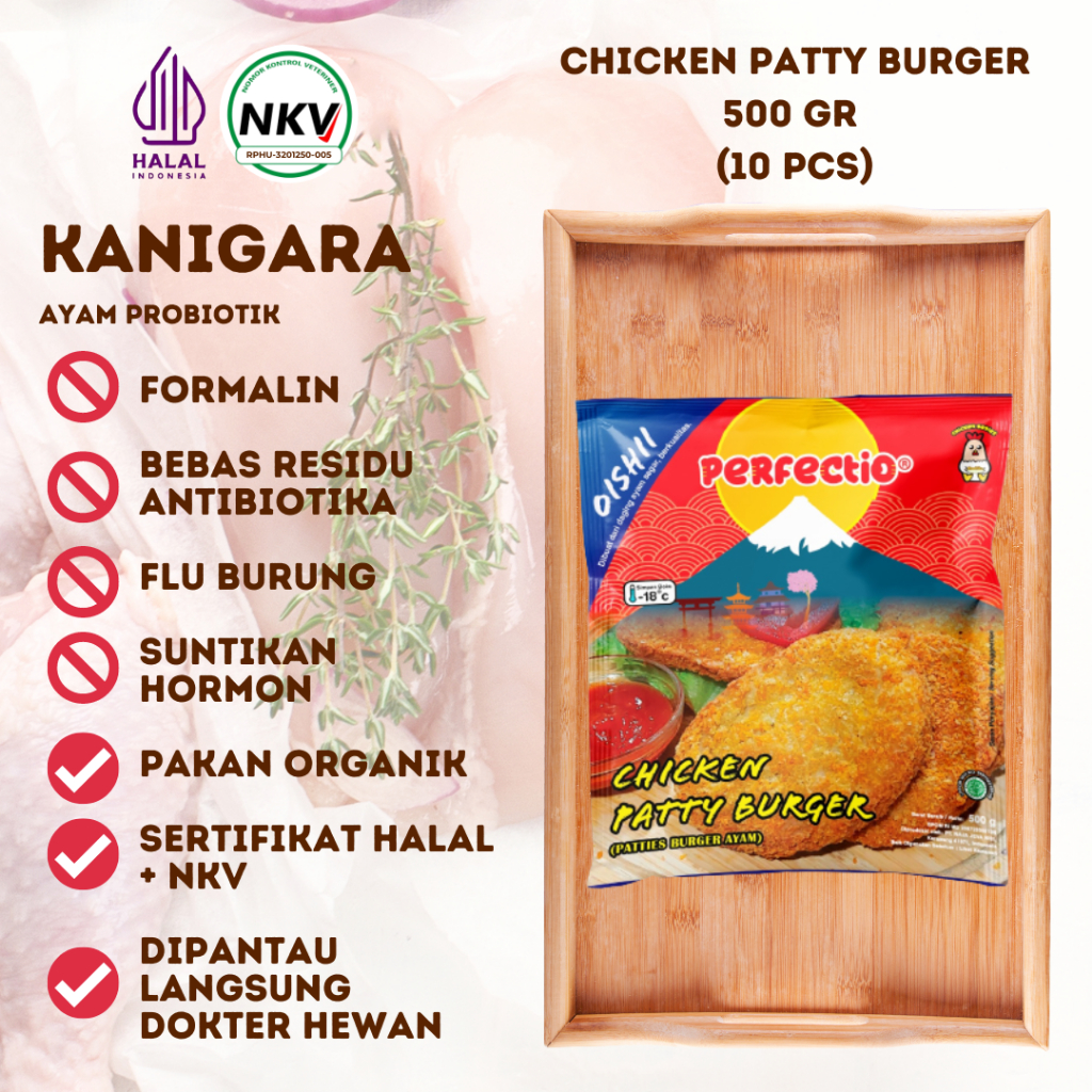 

PERFECTIO CHICKEN PATTY BURGER 500GR BURGER AYAM