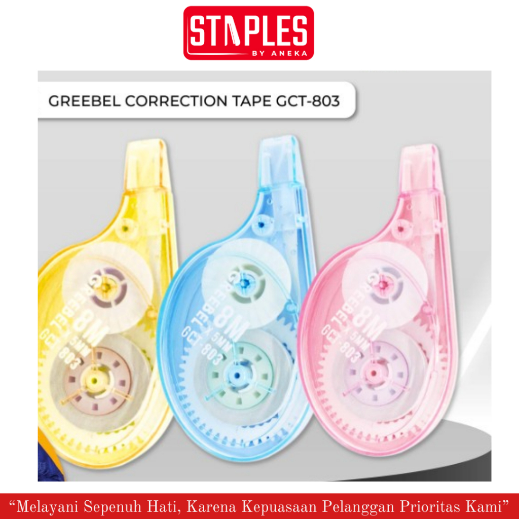 

Greebel Correction Tape GCT- 801 GCT-802 GCT-803 / Tip-X Kertas Warna Pastel / Tip-Ex Roll / Tipe X Tarik