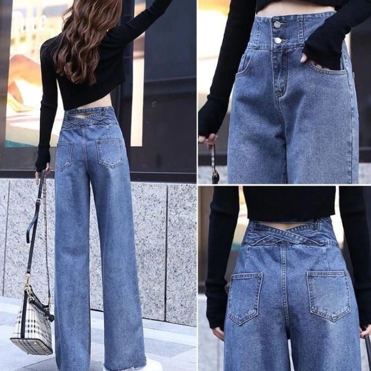 Cepat kulot silang belakang j23 celana jeans