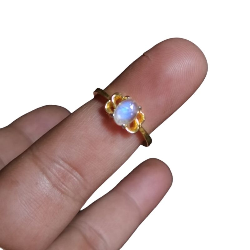 Cincin batu mulia natural alami monstoon biduribulan cincin batu permata wanita minimalis