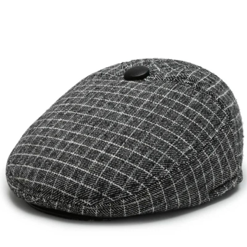 Topi Bareta Pria Kancing Topi Seniman Pelukis Topi Painter Hat Topi Pet Abu Muda Kotak