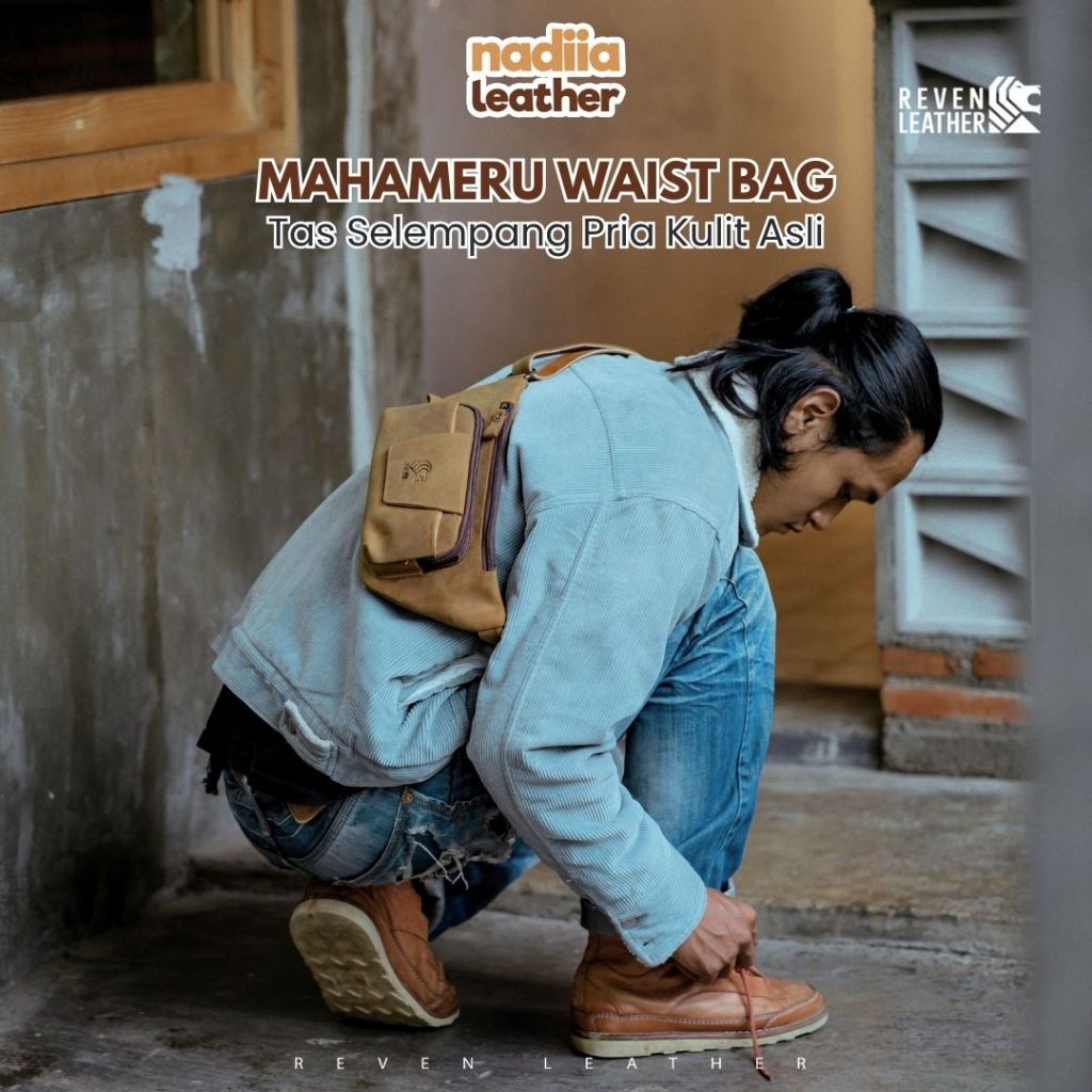 Waist Bag Pria Kulit Asli Tas Pinggang Waistbag Anti Air Reven Mahameru