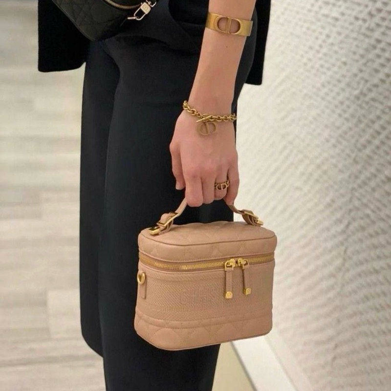 Original Christian Di*or CD Small DiorTravel Vanity Case in Des Vents Lambskin