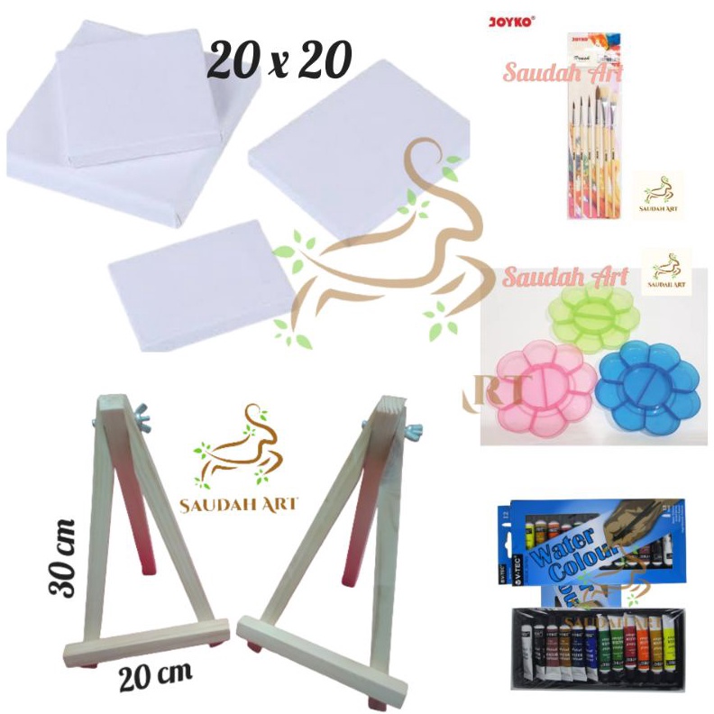 

BIG DISCOUNT Paket Lukis Lengkap kanvas 2x2kuaspaletcat air 6mleasel 2x3
