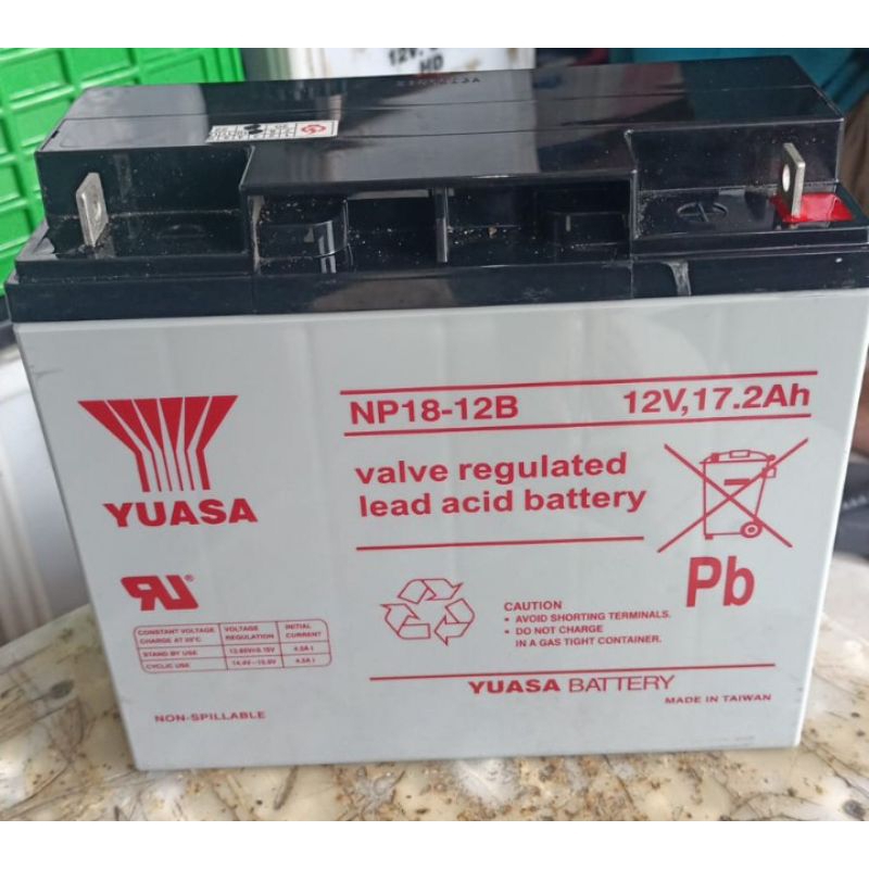 Aki Kering Baterai Yuasa NP18-12B 12V 17,2Ah Battery UPS Yuasa 12V 18Ah