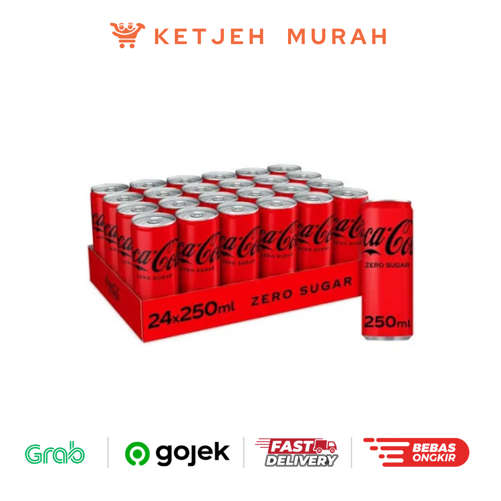 

Coca Cola Zero Sugar Bebas Gula 250 ML Kaleng 1 Dus isi 24 Pcs