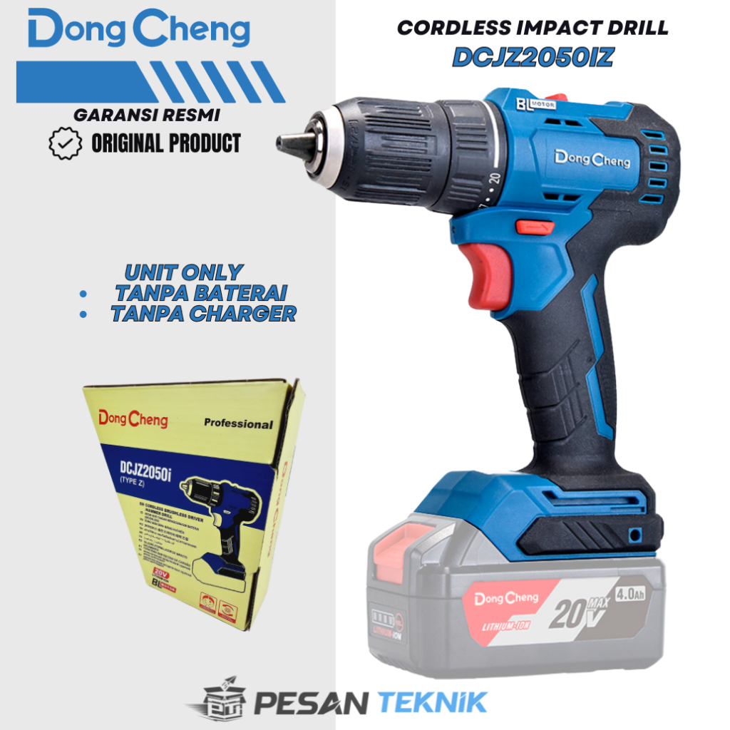 DongCheng Bor Tembok Baterai Impact Drill 20V Cordless DCJZ2050i Z