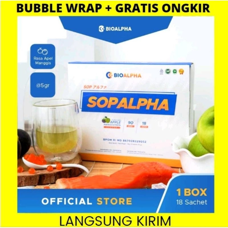 Terlaris SOPALPHA BIOBOOST Original - Minuman Kesehatan Rasa Apel Manggis 1 Box Isi 18 Sachet