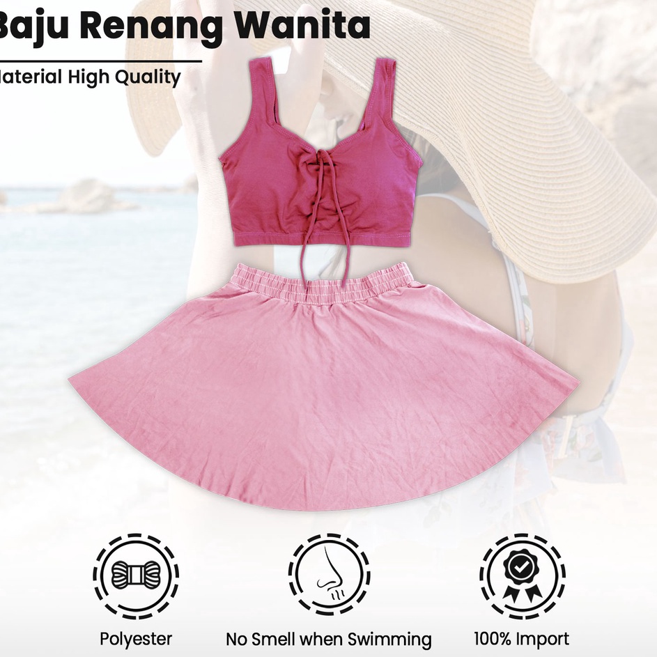 Hot Diskon  Baju Renang Sexy Two Peach Rok Hot Spring Model Bikini Korea Simple Look 8921