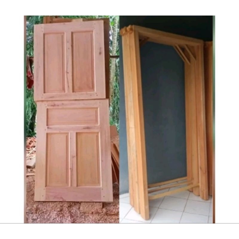 Shp1 Redy Stok Pintu+Kusen Dapur Belah Dua Kayu Mahoni