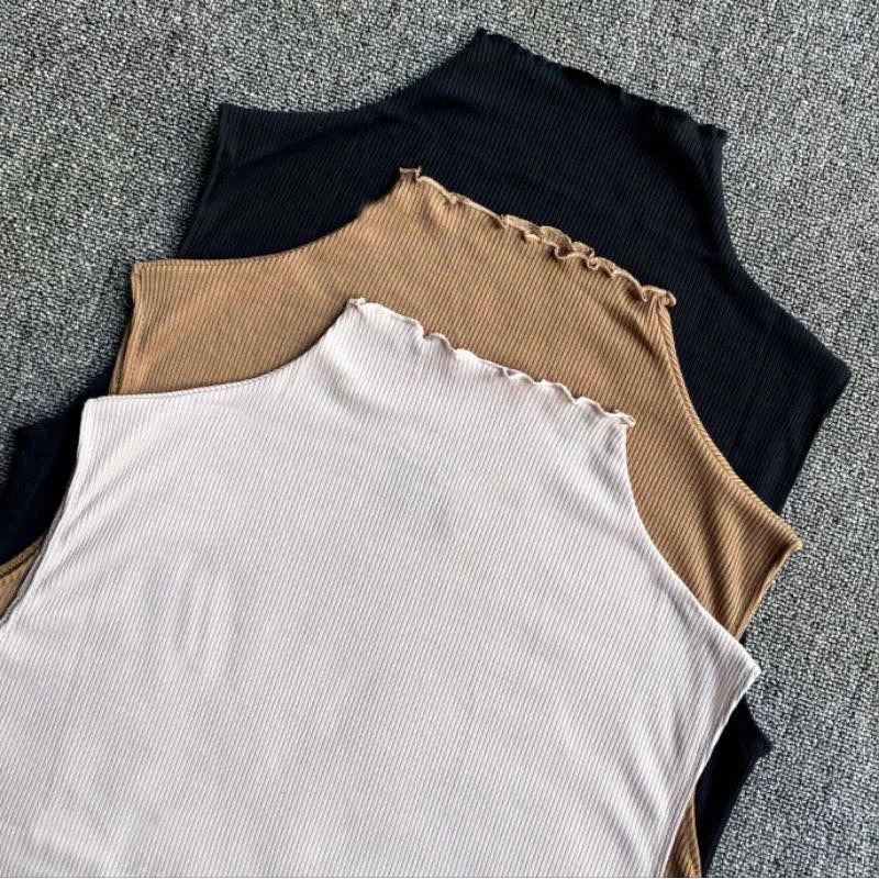 Inner Knit Manset Tanpa Lengan Bahan Rib