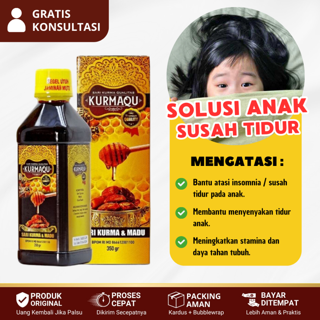 Obat Anak Susah Tidur, Obat Tidur Nyenyak Anak, Vitamin Anak Susah Tidur, Madu Susah Tidur - KURMAQU