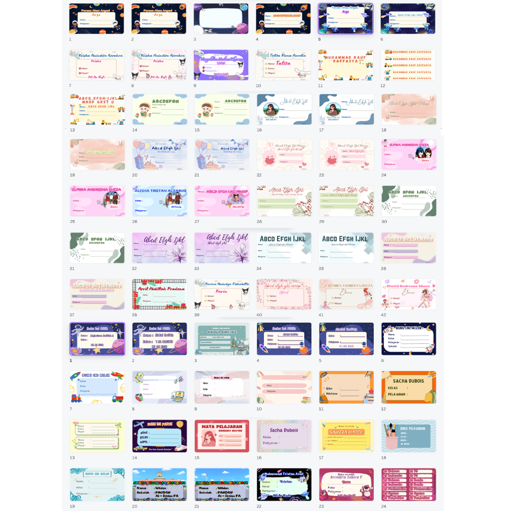

STIKER LABEL BUKU PELAJARAN A3 ISI 30PCS - Stiker Custom dengan desain suka-suka