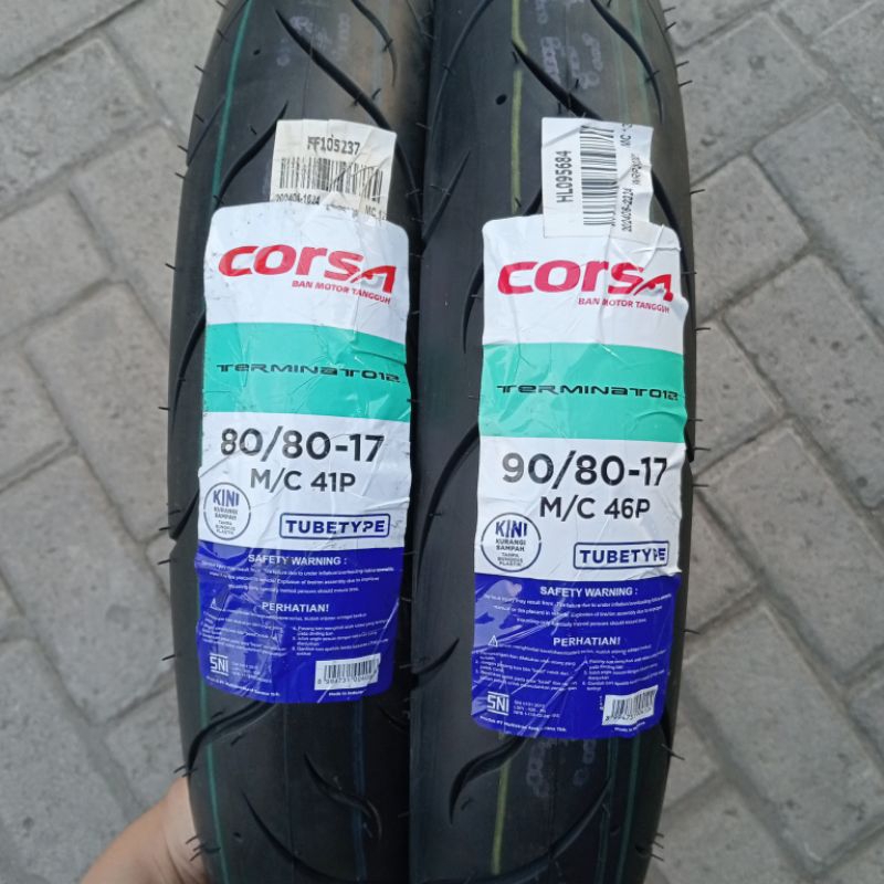 BAN LUAR CORSA TERMINATOR TUBETYPE (NON TUBLES) 80/80-17 90/80-17 RING 17