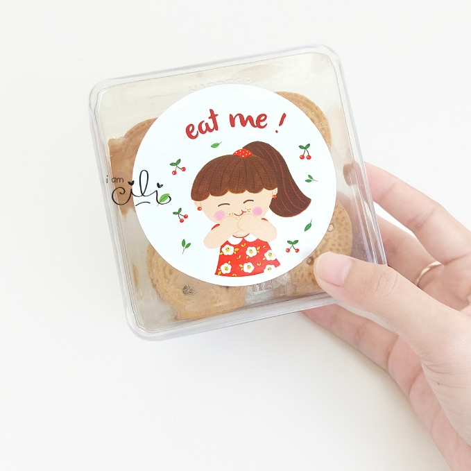 

(SN11) stiker eatme untuk toples paperbag box kotak diameter 8cm (isi 32 stiker)