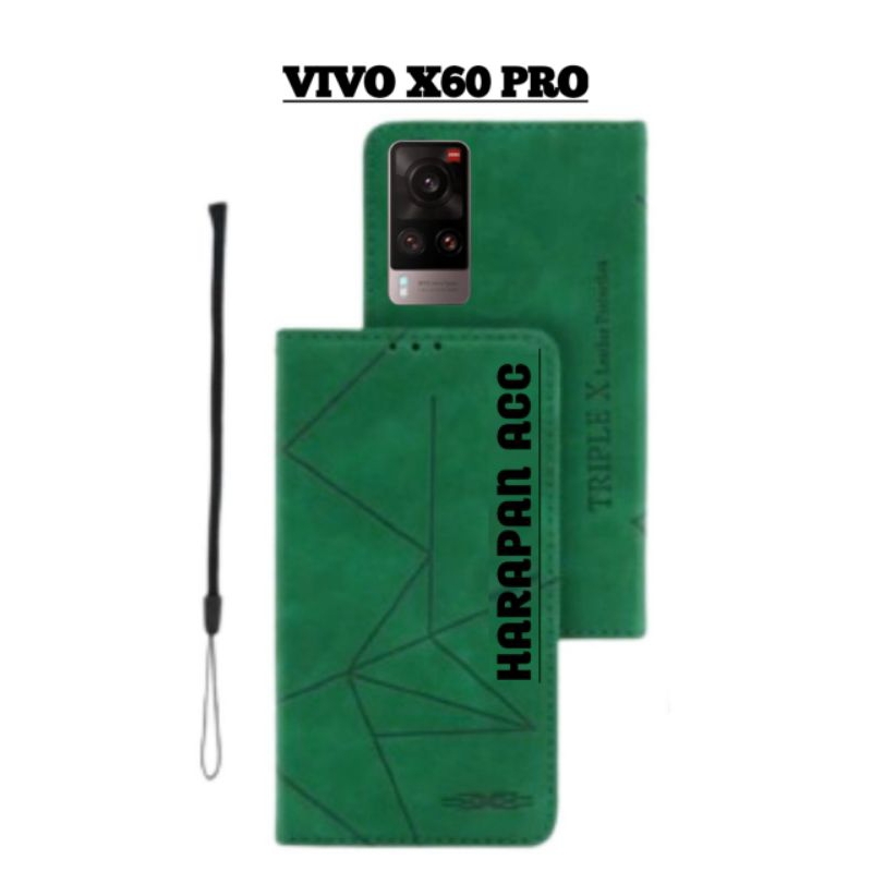 Case Vivo X60 Pro Flip Cover Wallet Sarung Hp Casing Dompet Flip Magnet