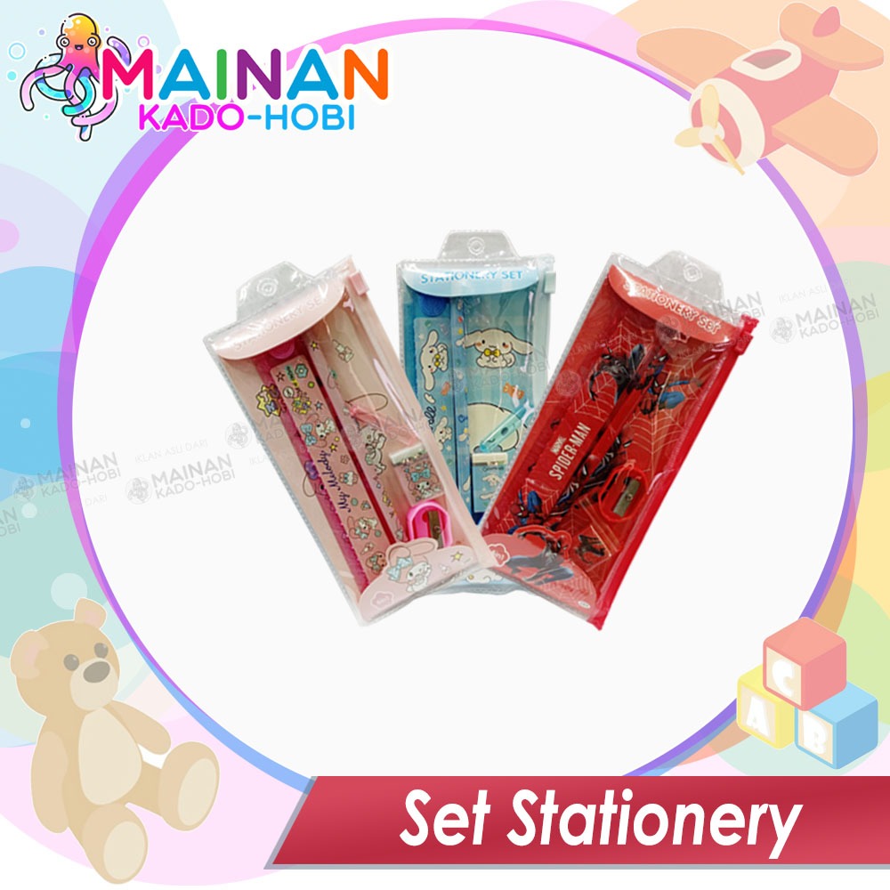 

D3W! SET KANTONG ALAT TULIS STATIONERY PAKET PENSIL PENGGARIS PENGHAPUS SERUTAN KARAKTER SUPERHERO