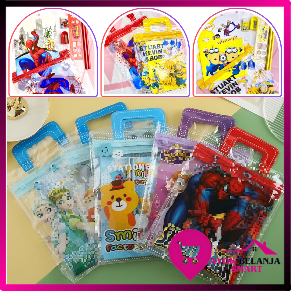 

ABS Alat Tulis Set 6IN1 Stationery Set Lucu Karakter Kartun Perlengkapan Sekolah Anak-Anak TK Souvenir Ulang Tahun Anak Alat Tulis Birthday Souvenir Hampers 6 IN 1