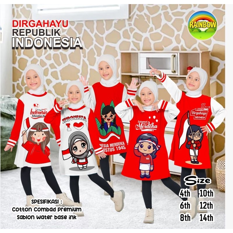 Tunik Kemerdekaan Anak Tunik Merah Putih Anak Remaja Tanggung Caesar 4-15 Tahun