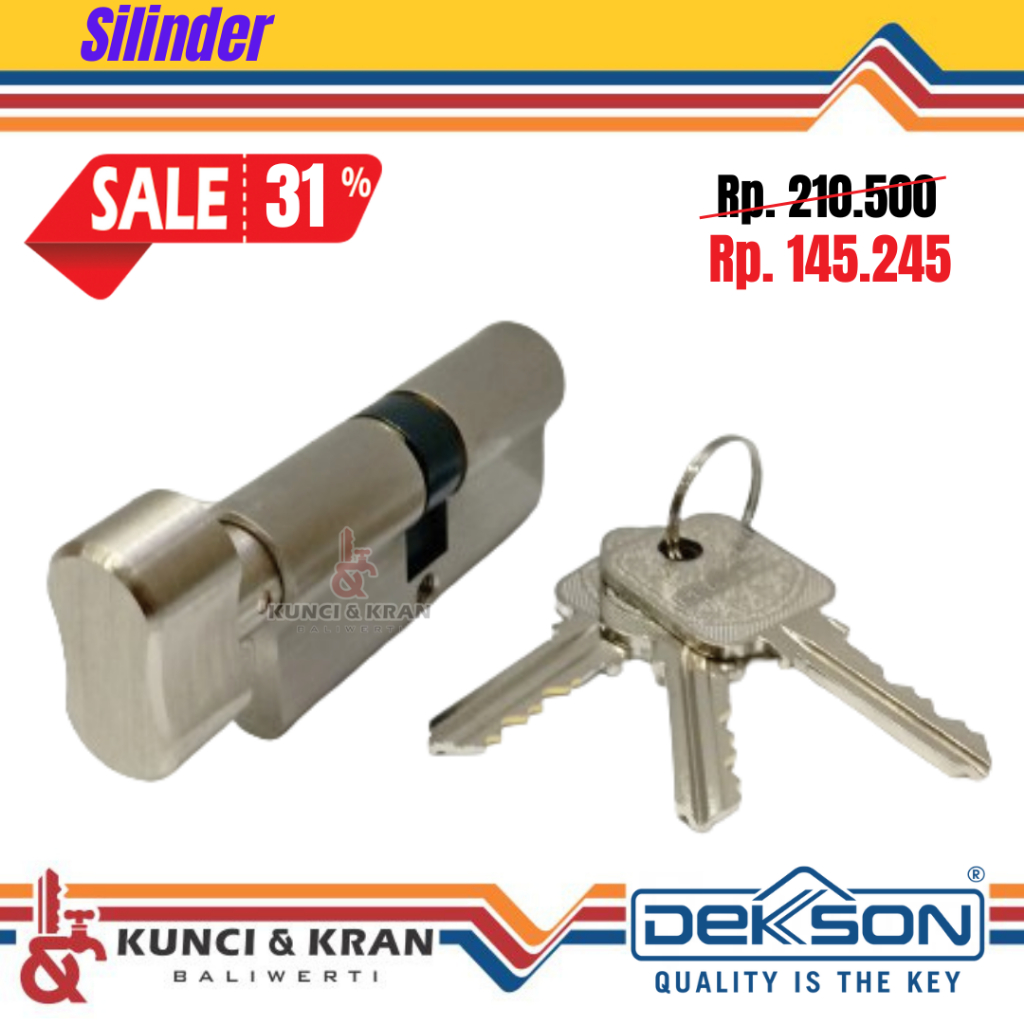 Silinder Knop Dekkson CYL TC DL 65MM SN Thumbturn Cylinder Silinder Kunci Knop 6.5cm