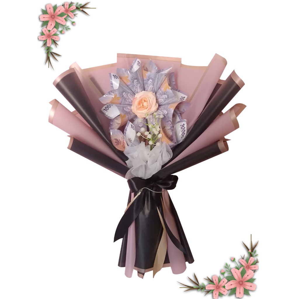 Bouquet bunga uang asli 10 lembar