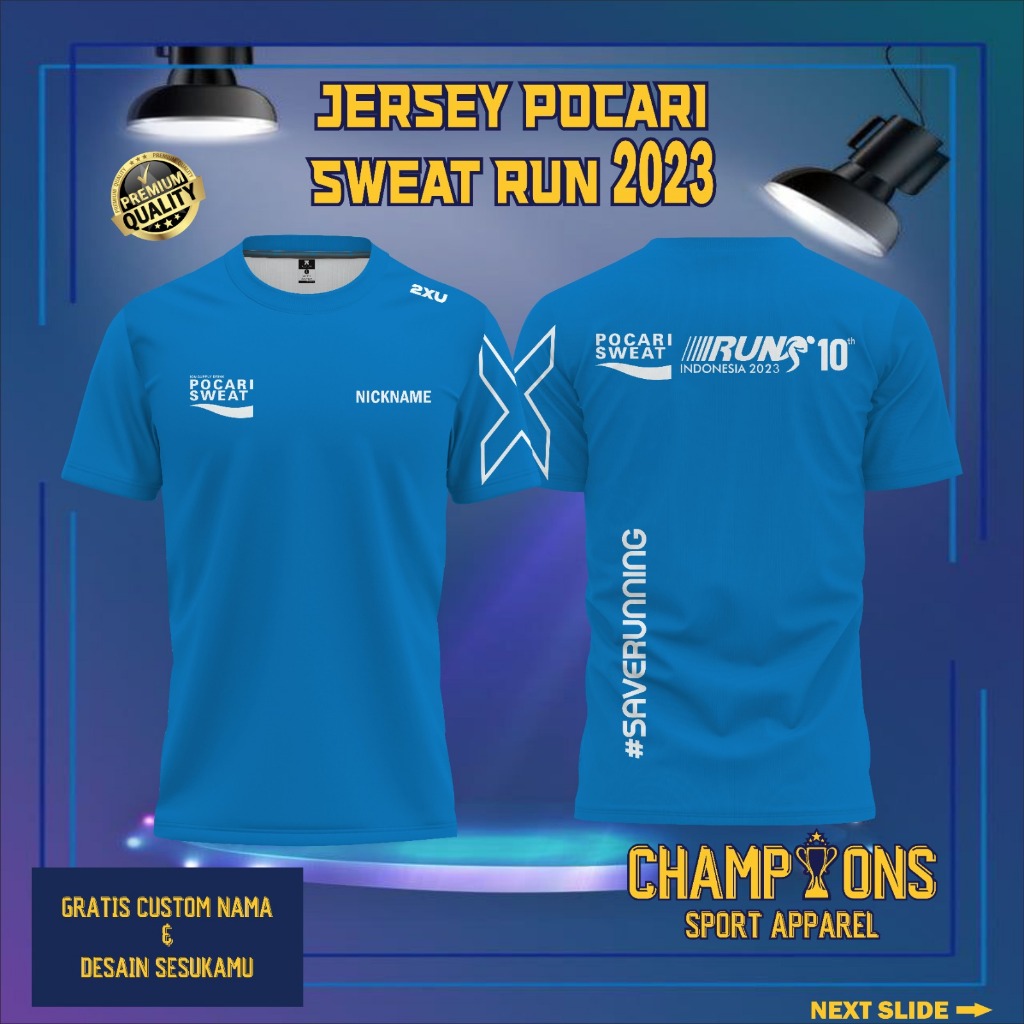 ATASAN Jersey POCARI SWEAT RUN 2XU 2023 -  FREE Custom Nama & desain , Berbahan DRYFIT FULL PRINTING