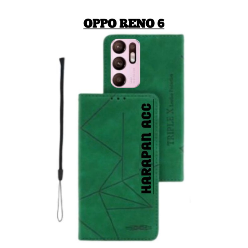 Case Oppo Reno 6 Flip Cover Wallet Sarung Hp Casing Dompet Flip Magnet