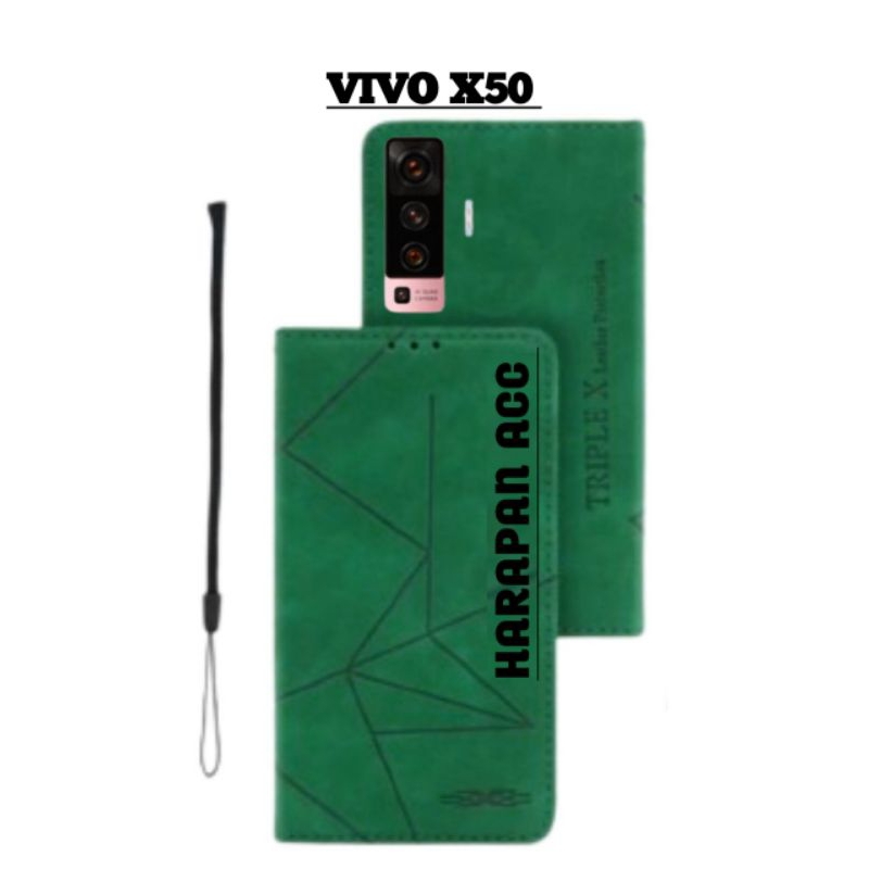 Case Vivo X50 Flip Cover Wallet Sarung Hp Casing Dompet Flip Magnet