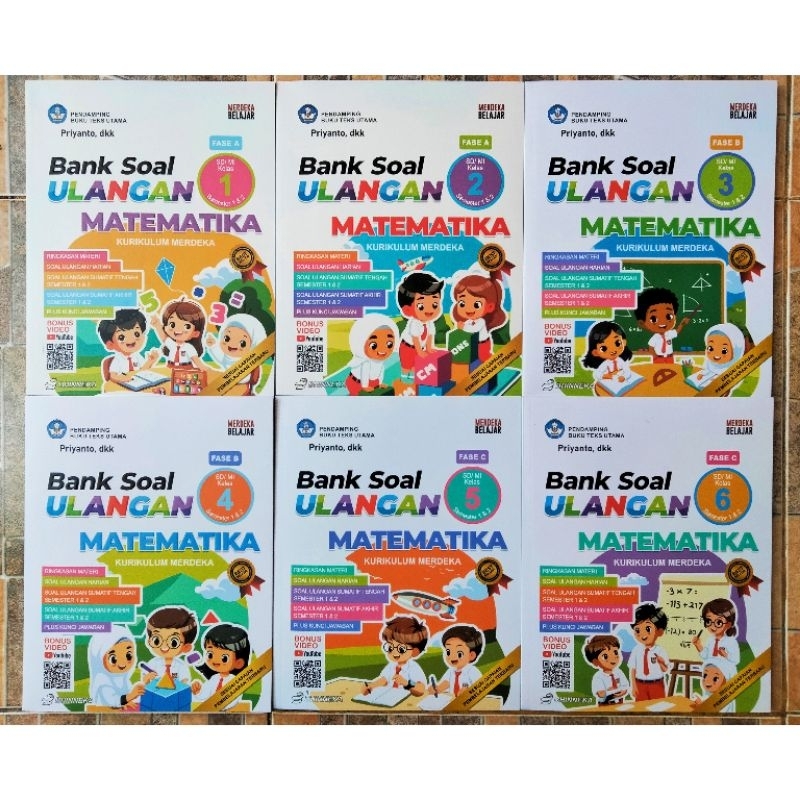 Bank Soal Ulangan Matematika Kurikulum Merdeka Untuk SD / MI Kelas 1 , 2 , 3 , 4 , 5 , 6 Semester 1 
