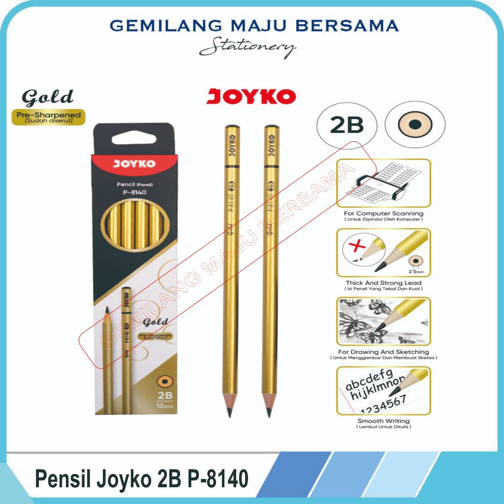 

Pensil Joyko 2B P-8140 Gold (Per Lusin)