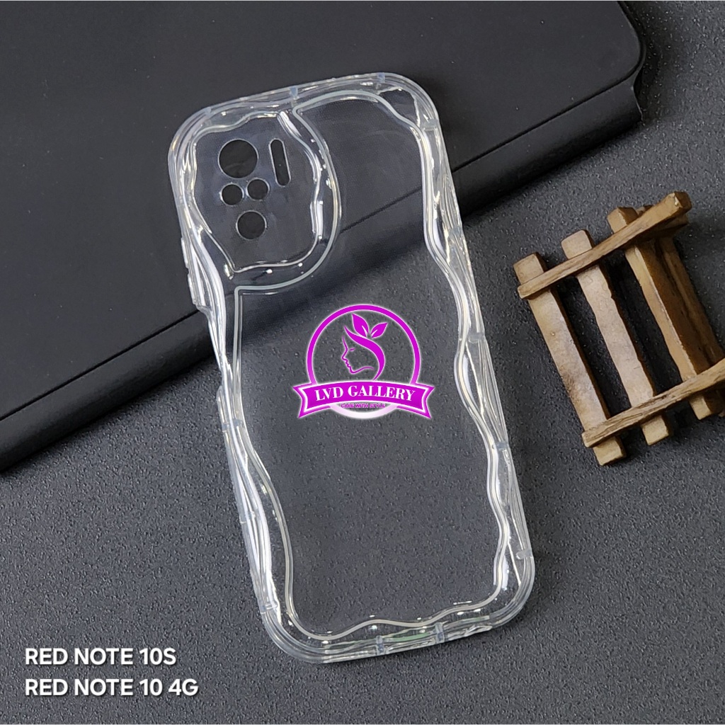 Lvd - Case Wave Clear Softcase Gelombang Clear Redmi Note 10S Redmi Note 10 4G Redmi Note 10 Pro Red