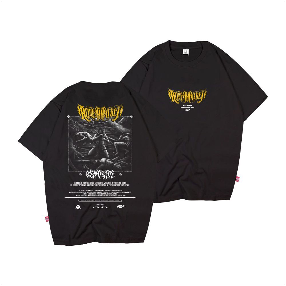 TSHIRT DISTRO PRIA & WANITA DEATH METAL UNDERGROUND ART GENOSIDE / KAOS HITAM STREETWEAR DEWASA BLAC