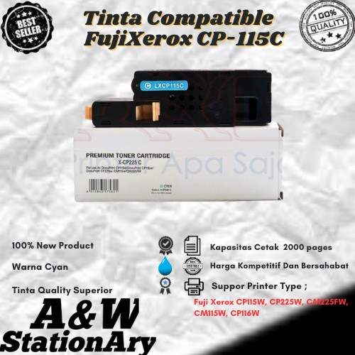 Toner Catridge Fuji Xerox Compatible CP115W CP225W CM115W Cyan ( Biru ) For Fuji Xerox CP115W, CP225