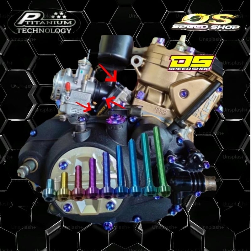Baut Titanium Intek Intake Manifold Ninja R Ninja RR Titanium Satu Set  6 Biji Titanium Original
