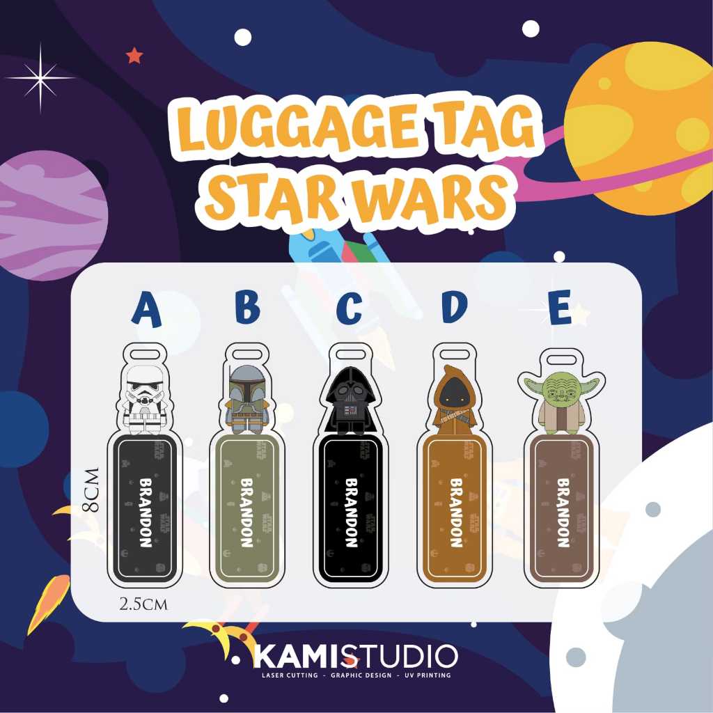LUGGAGE TAG STAR WARS/ GANTUNGAN KOPER  / GANTUNGAN TAS NAMA / BAG TAG PRINTING POKEMON / KADO CUSTO