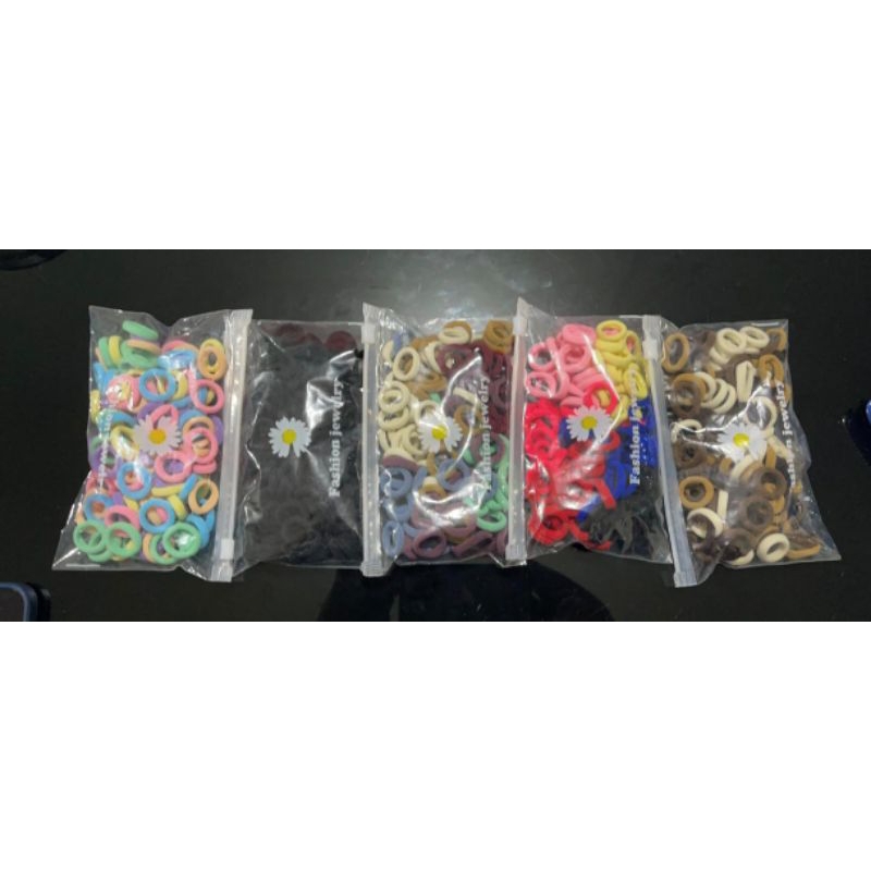 Ikat Rambut Donat Pcs Karet Rambut Hitam Polos Donat Kecil Tebal Kuat - HITAM 50 PCS