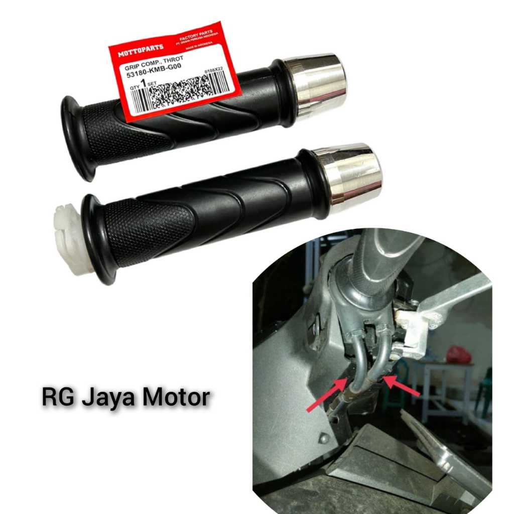 Handgrip Honda + Pipa Gas + Jalu Stang Chrome Pcx / ALL BEAT NEW FI / VARIO 125 150