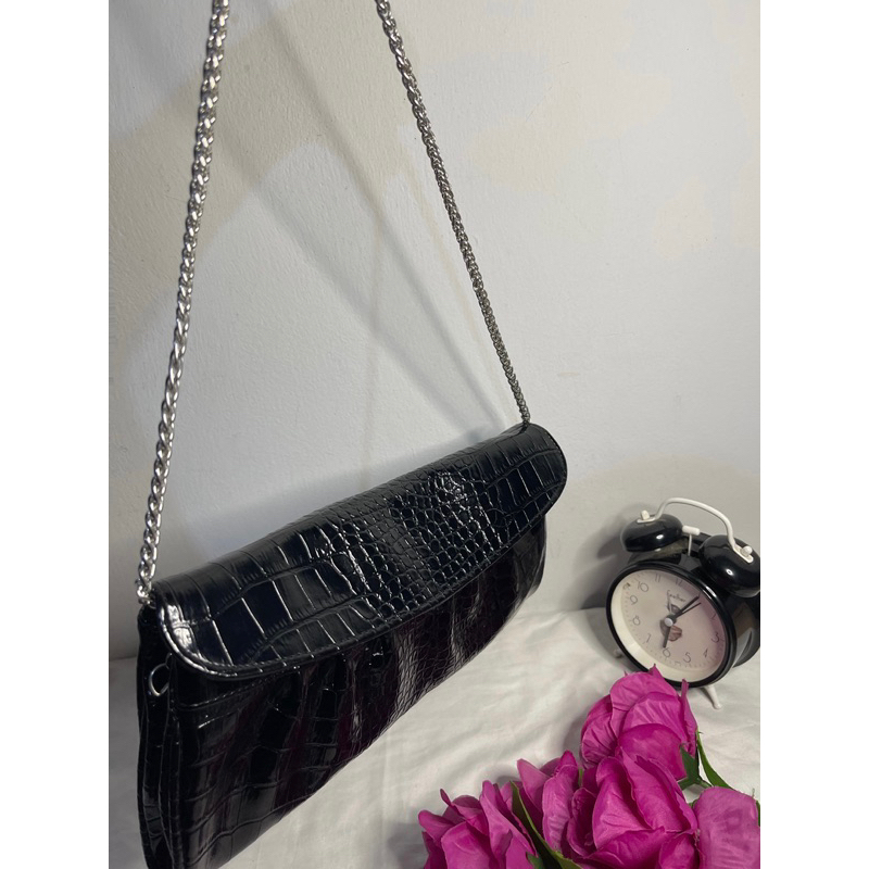Tas Chroco Hitam Rantai Sling Bag / Shoulder Bag