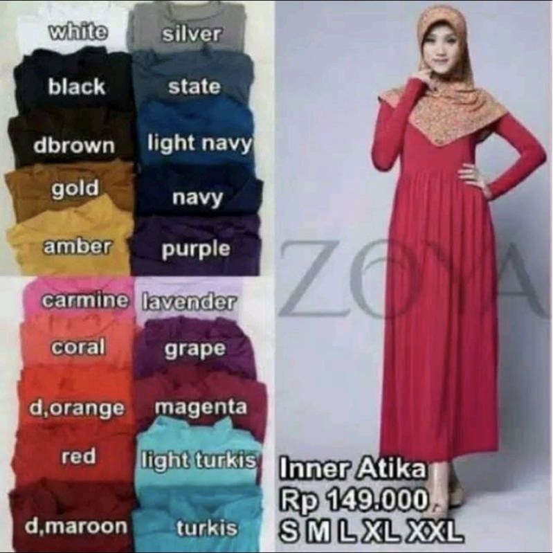 ZOYA Inner Atika Dalaman Dress Kaos Ori 100%