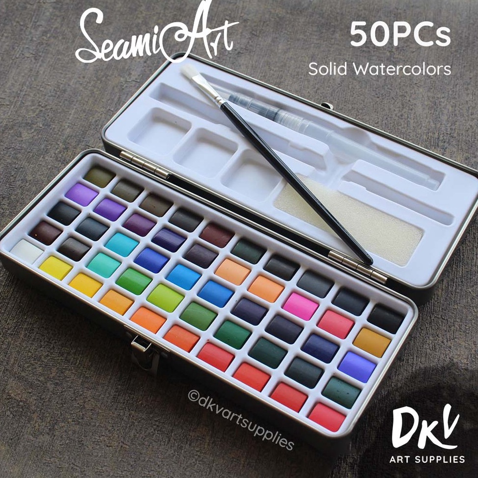 

Seamiart 5 72 9 Warna Colors Solid Watercolor Cat Air Tin Box Set u R4N9