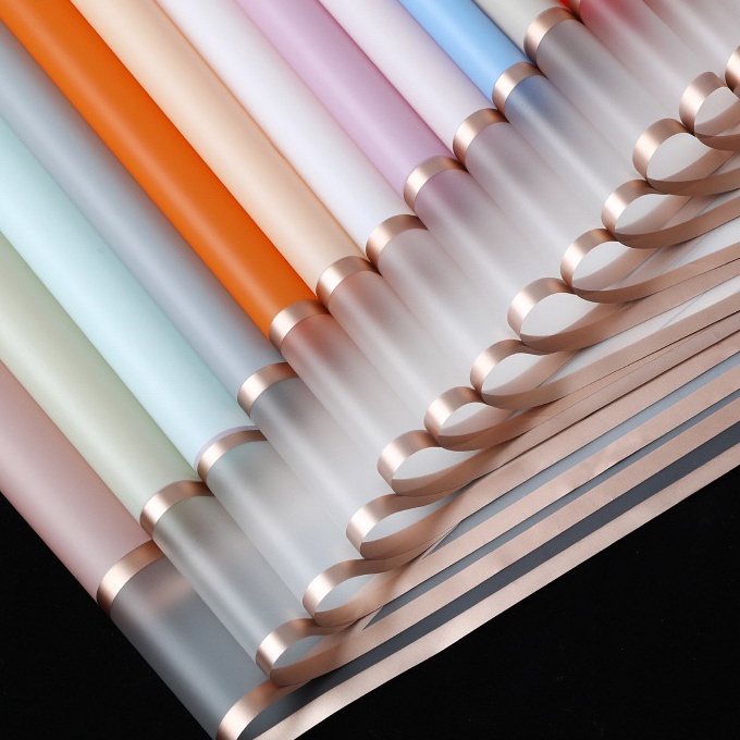 

Kilat 2Lembar Kertas Bunga Transparent Gold Frame Cellophane kertas bunga buketwrapping paper