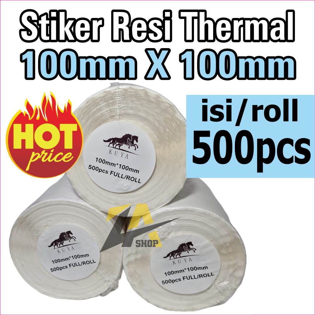 

STIKER RESI, STIKER LABEL, STIKER THERMAL 100mm X 100mm X isi 500pcs/roll HARGA GROSIR