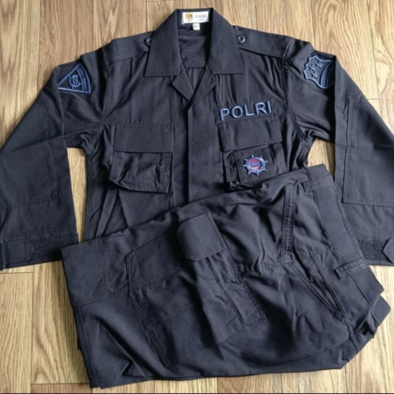 Baju PDL Hitam Tactical Brimob bahan Halus Pembagian Terbaru 2024 Jatah Polri