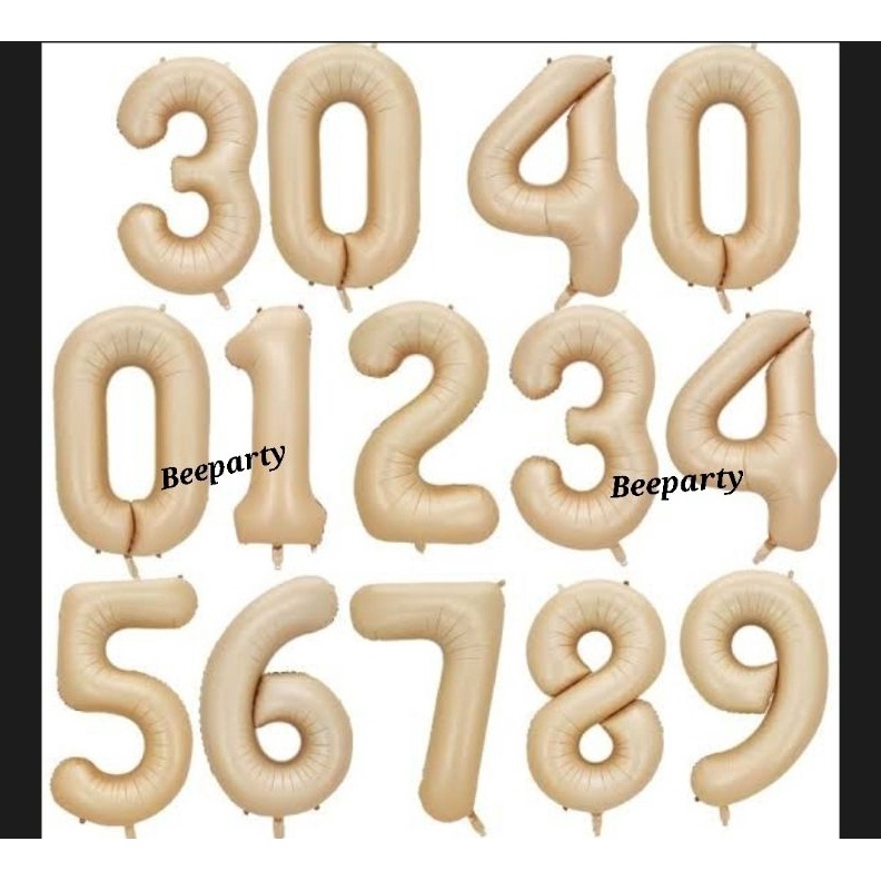 HEMAT Balon Angka 8cm warna Coklat Retro