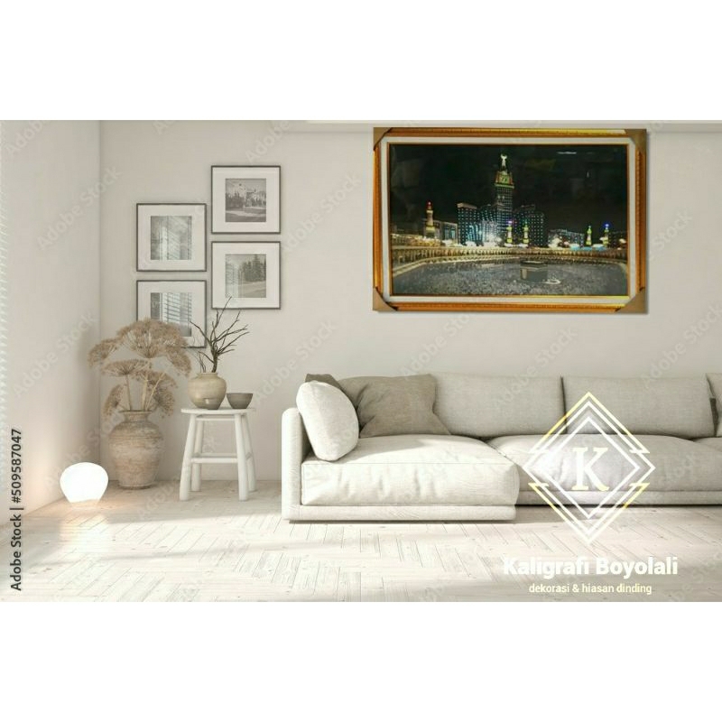 kaligrafi hiasan dinding MAKKAH / KABAH / MAKAH LAMPU + MP3 MUROTAL 30 JUZ