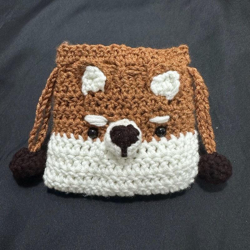 (PRE-ORDER) Crochet Shiba Inu Pouch-Tas Serut Shiba Inu-Dog Pouch-Pomeranian Pouch-Crochet Pouch Luc