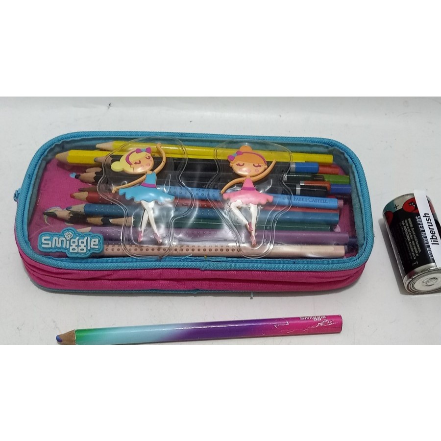 

smiggle ballerina pencil case, crayola, faber castel color pencil pens