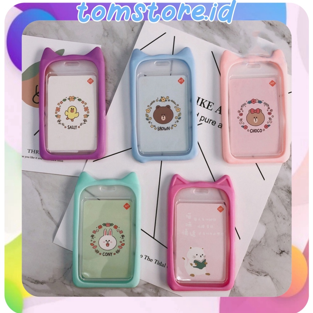 

MURAH MERIAH TOMSTOREID Name Tag Lanyard Gantungan Kartu Motif Kuping Id Card Holder Akses MRT Busway EMoney Bentuk Karakter Warna Pastel S91