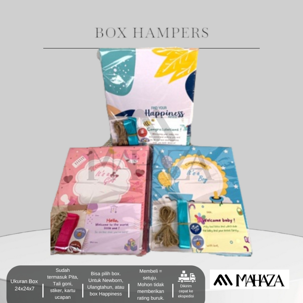 

MAHAZA - BOX HAMPERS PREMIUM COLORFUL + PITA + KARTU UCAPAN