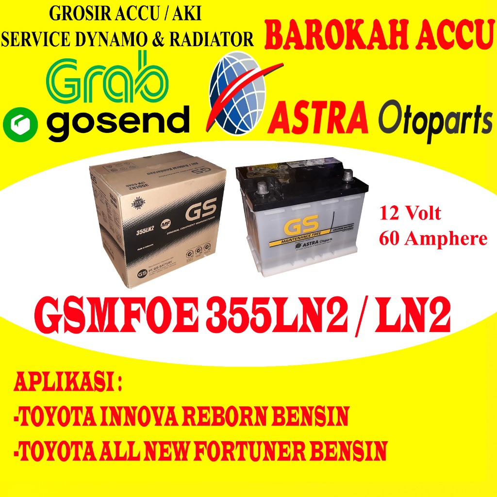 AKI MOBIL GS MFOE 355LN2 / LN2 , 60 AH ASTRA OTOPARTS